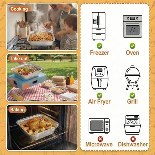 40 Pack Disposable Aluminum Pans with Lids, 9x9 & 8x8 Inch