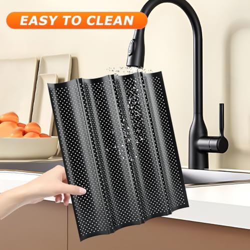 5 Pcs Baguette Bread Pan Set, Nonstick 4 Loaf French Bread Baking Pans
