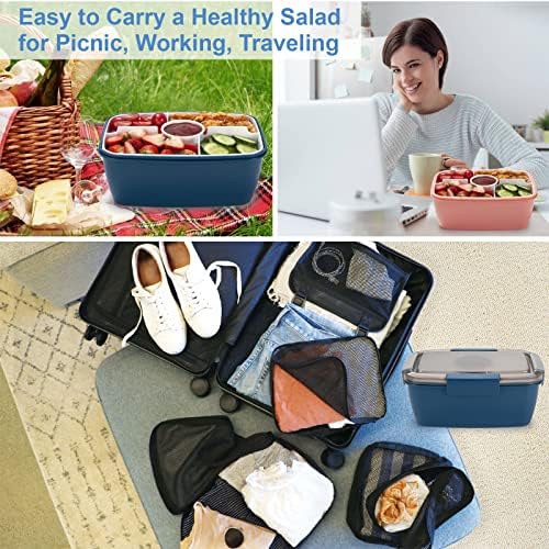Large Salad Container for Lunch, 2 Packs 68oz Salad Bowls to go for