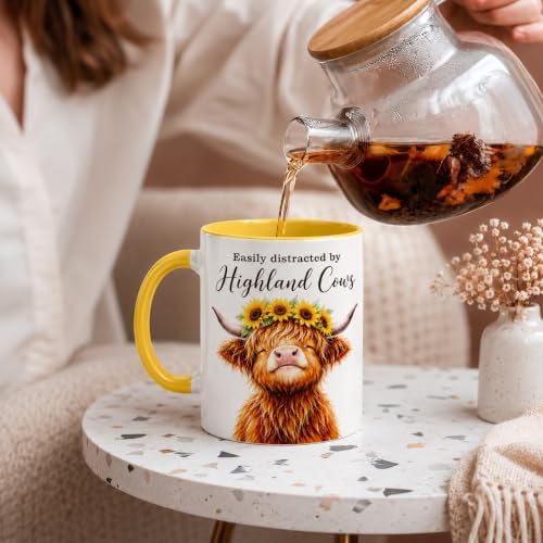 Hyturtle Highland Cow Coffee Mug, Cute Scottish Cow Gift For Women