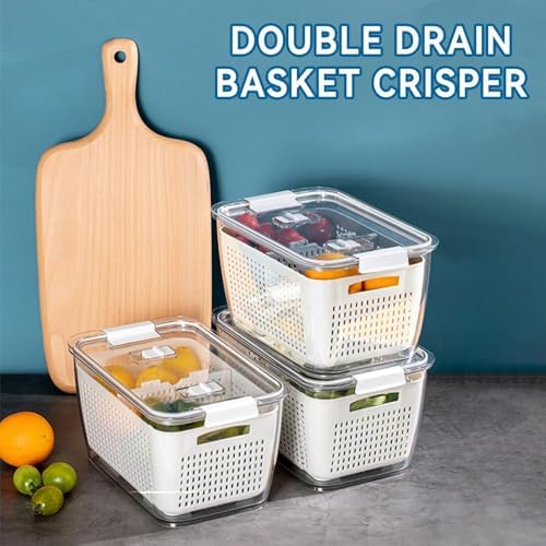 Cyrank Lettuce Keeper for Fridge, Produce Saver Container with Drain