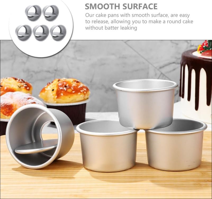 Artibetter 5pcs Round Cake Pans Set Anodized Aluminum Alloy