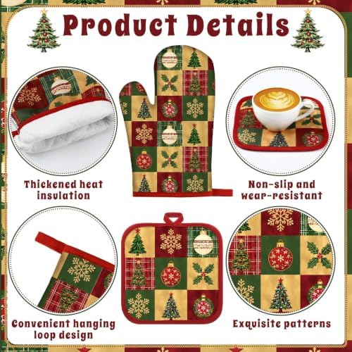 Layhit 8 Pcs Vintage Christmas Kitchen Decor and Accessory Set