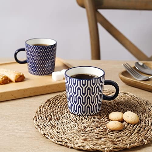 Selamica Ceramic 3.5 Oz Espresso Cups, Set of 4, Vintage Blue