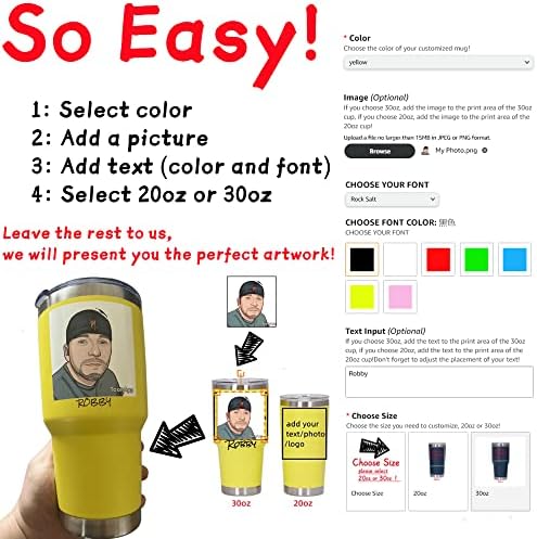 Personalized Photo 20oz/30oz Stainless Steel Tumbler, Custom Coffee