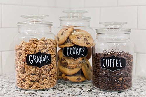 Kitchen Round Clear Glass Airtight Lids Chalkboard Canister Jar
