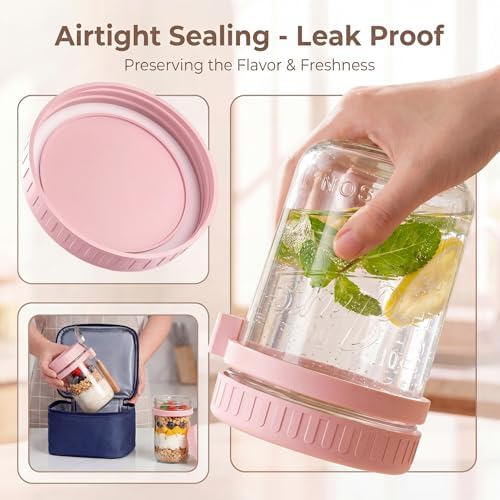 16oz Glass Overnight Oats Containers with Lids, 4 Pack