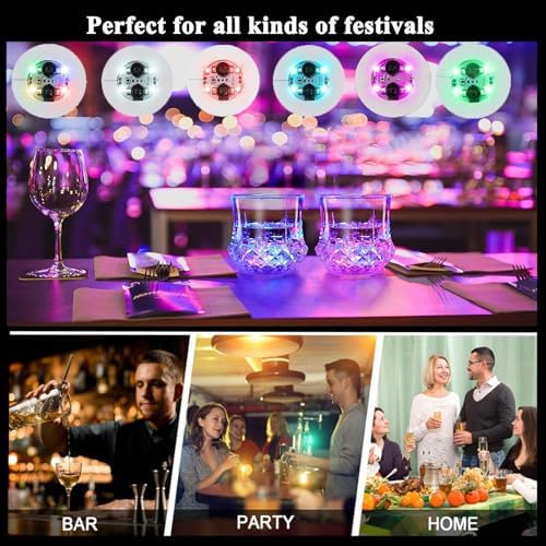 LED Drink Coasters, 60 Pack Multicolor, Round, EVA Material, 3