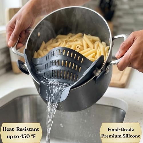 Clip On Strainer Silicone for Pots and Pans, Universal Fit Pasta