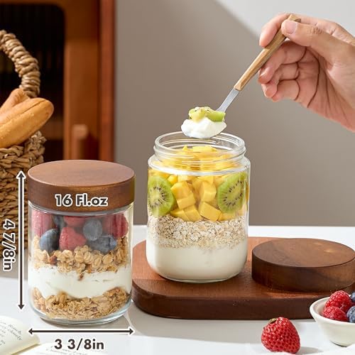 Danmu 16 oz Overnight Oats Containers with Lids, 4 Pack