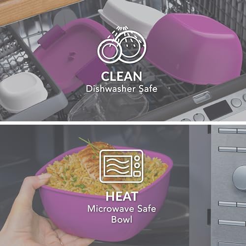 Bentgo Salad Container, Lunch Bowl with 4-Compartment Toppings Tray
