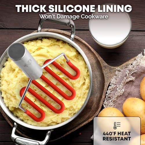 Zulay Kitchen Non-Scratch Potato Masher – Heavy-Duty Stainless Steel &