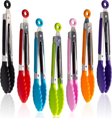 7 Pack 7-Inch Mini Kitchen Tongs