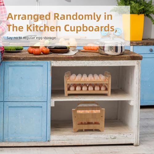 48-Egg 2-Tier Bamboo Countertop Egg Tray