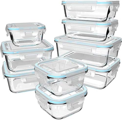 S SALIENT 18 Piece Glass Food Storage Containers with Lids