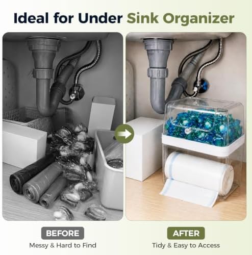 Trash Bag Dispenser & Dishwasher Pod Holder, 3-in-1 Trash Bag Holder