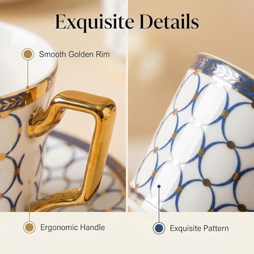 CwlwGO-European style cup and saucer set, 7 oz (about 198.4 grams)