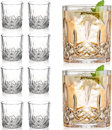 Gencywe Crystal Whiskey Glasses Set of 8(Buy 6, get 2 Free), 11 OZ Old