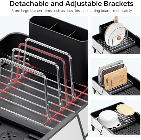 Urackify Large Expandable Dish Drying Rack, Black