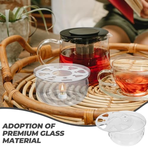 Glass Teapot Warmer Round Base Tealight Heating Stand for Tea and Milk