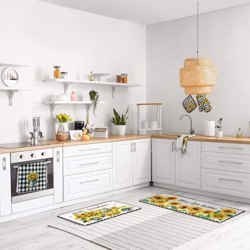 Fanfanwin 10 Pcs Kitchen Decor Set, Beige, Sunflower