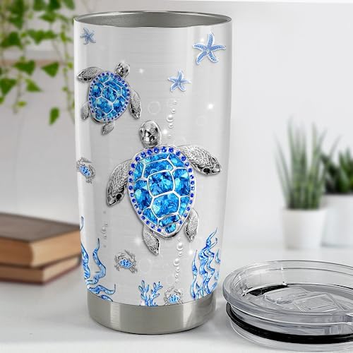 SANDJEST Turtles Gifts for Women Girls Sea Turtle Tumbler 20oz Jewelry