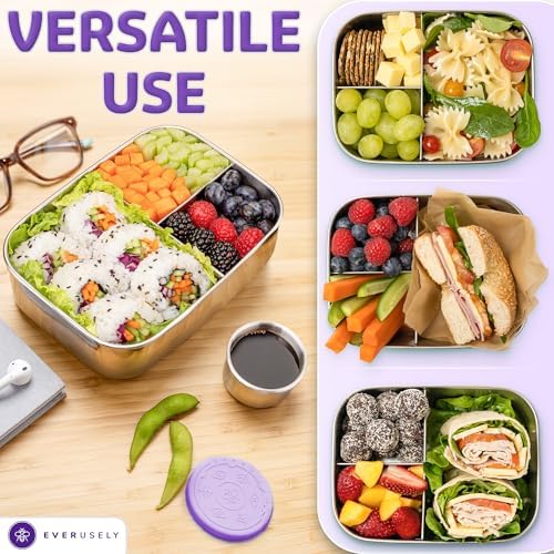 Stainless Steel Bento Box + Condiment Container - Lavender, 37oz / 1.1