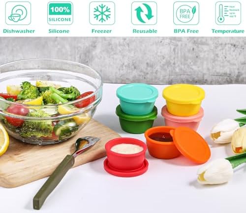 Webake Silicone Salad Dressing Container To Go, 1.6oz Mini Reusable