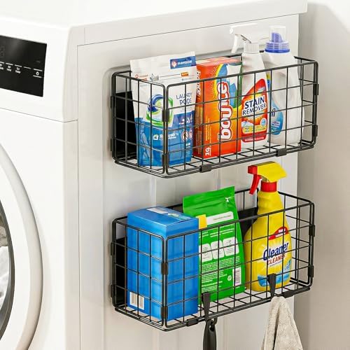2 Pack Magnetic Basket for Fridge, Large Metal