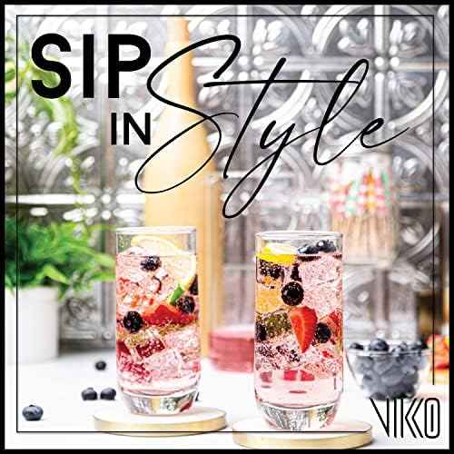 Vikko Drinking Glasses, 12 Oz Drinking Glasses Set of 6, Crystal Clear