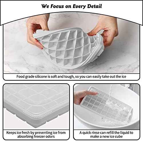 Silicone Ice Cube Tray with Leak-Proof Lid & Storage Bin for Freezer