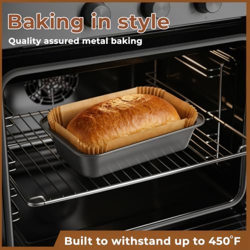 6 Pack Bread Loaf Pan with 100 PCS Loaf Pan Liners, Nonstick
