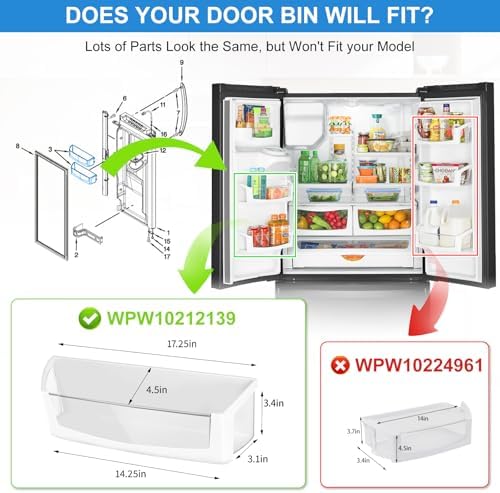 WPW10212139 Refrigerator Door Shelf Bin Compatible with Whirlpool