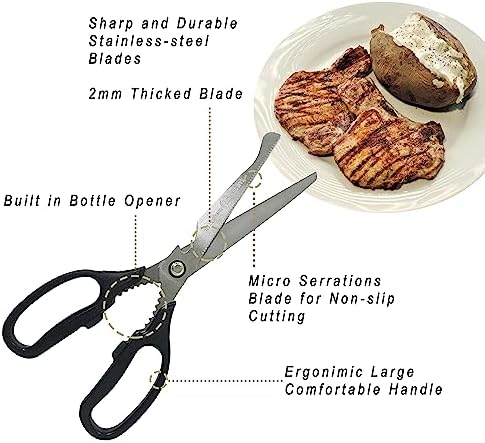 Korean BBQ Kalbi Meat Cutting Scissors Large All Purpose Stainless