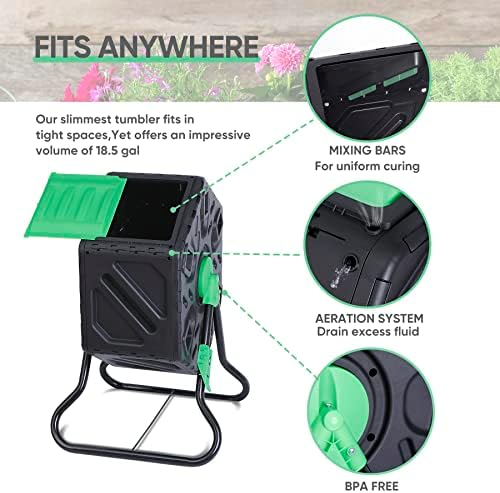 18.5 Gallon Outdoor BPA Free Compost Tumbler