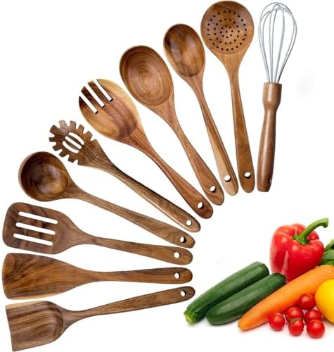 10-Piece Teak Wood Cooking Utensil Set