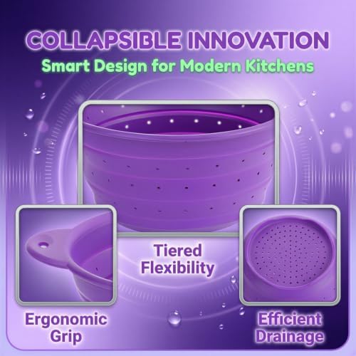 Silicone Strainer with Dual Handles, Heat-Resistant Collapsible