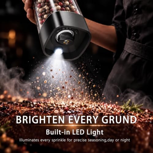 Electric Salt and Pepper Grinder Set, 2 Pack
