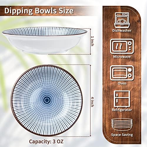 Eisinly 6 Pack Dipping Bowls,3 OZ Small Ceramic Soy Sauce Dish,Vintage