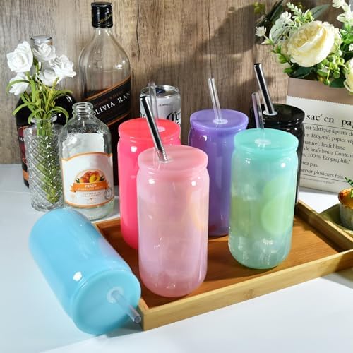 16oz Plastic Mason Jars, 6Pack Mason Drinking Acrylic Cups with