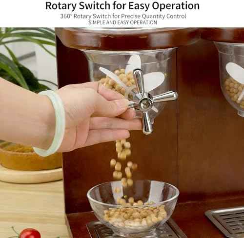Wooden Countertop Dispenser for Candy, Cereal, Snack，Rice & Flour，Food Storage Container with Split Design，Grain & Honey Dispenser Machine for Kitchen Pantry Organization (Shabili base, 12L)