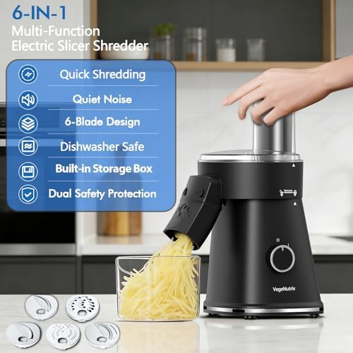 Electric Cheese Grater, 6-In-1 Salad Shooter