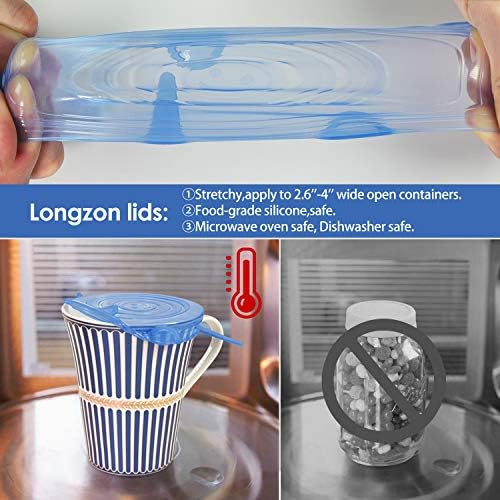 Longzon Silicone Stretch Lids, 12 Pack, 2.6 Inch