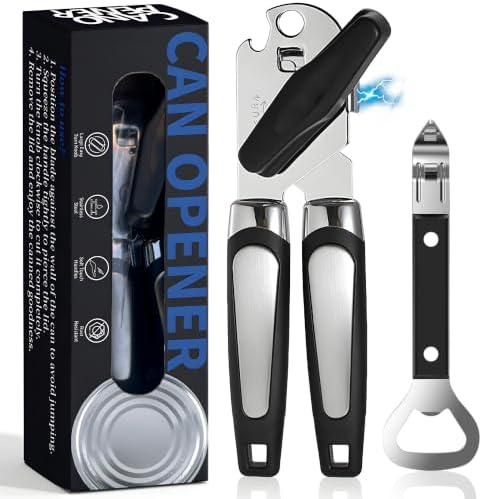 Can Opener Heavy Duty Easy-Use Design, Smooth Edge Safe Cut, Easy Grip