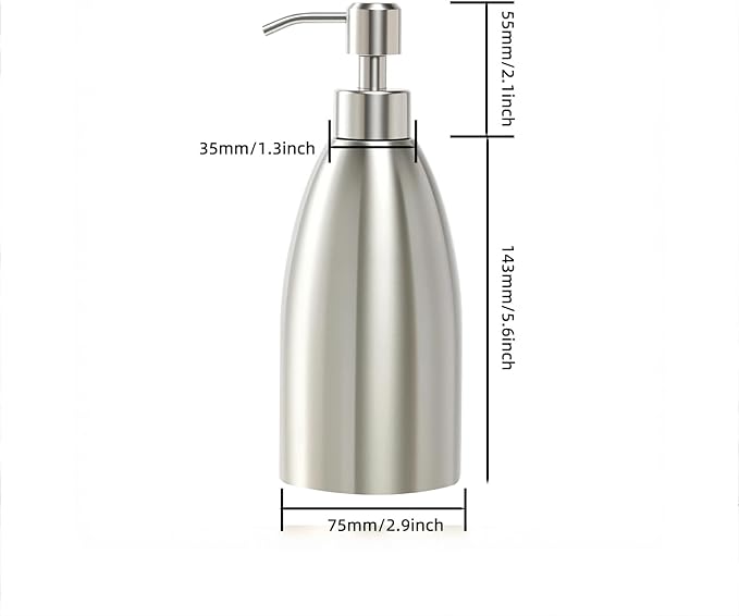 304 Stainless Steel Soap Dispenser 16oz Rust-Proof Liquid Soap Pump Bottle - Image 9