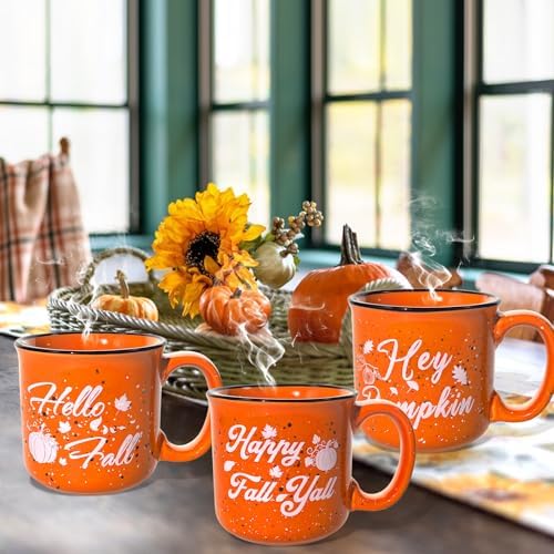 4Pcs Fall Coffee Mug, Pumpkin Autumn Coffee Mugs, Fall Seasonal Decor