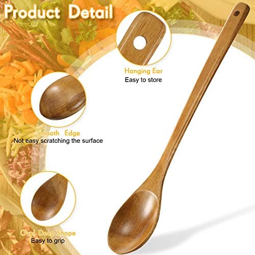 2 Pieces 16.5 Inch Wooden Mixing Spoon with Long Handle Non Stick