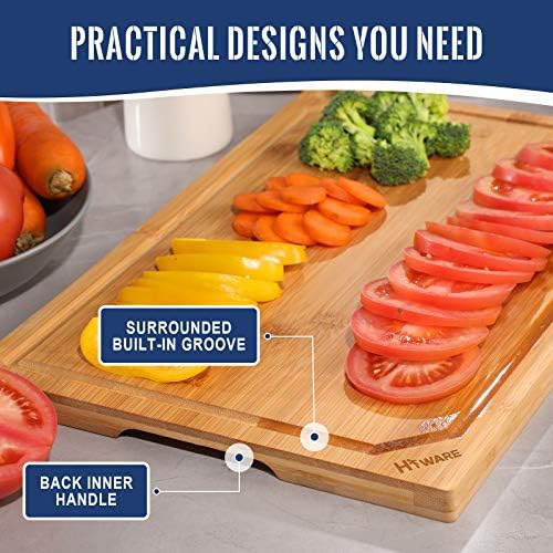Hiware 4-Piece Extra Large Bamboo Cutting Boards Set for Kitchen