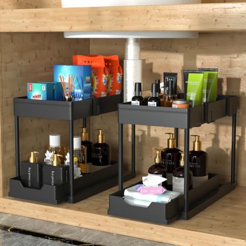 Under Sink Organizer, 2‐Tier Pull‐Out Cabinet Storage for Bathroom
