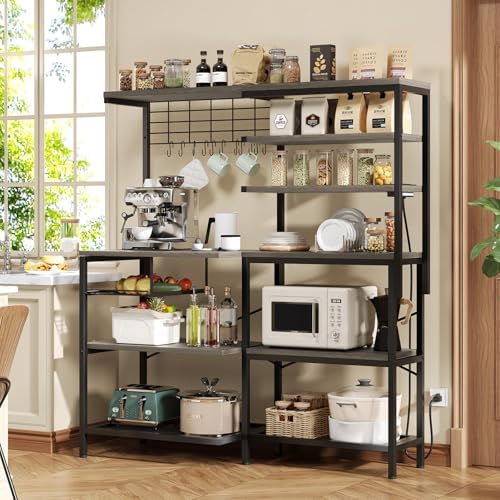 L-Shaped Bakers Rack with Power Outlets
